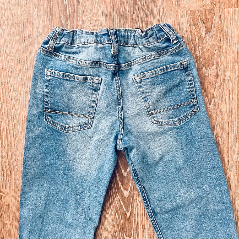 Cat & Jack Kids' Dark Blue Denim Stretch Straight Leg Jeans 12 Adjustable Waist - Picture 6 of 8